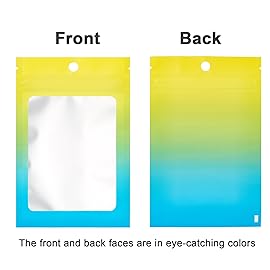 100 Pcs Resealable Mylar Bags, Gradient Color Food Storage Bags, Zip Bag Foil Bags Packaging Pouch for Food Storage, Sample, Small Business (Yellow Blue, 3.1 X 4.7 Inch)