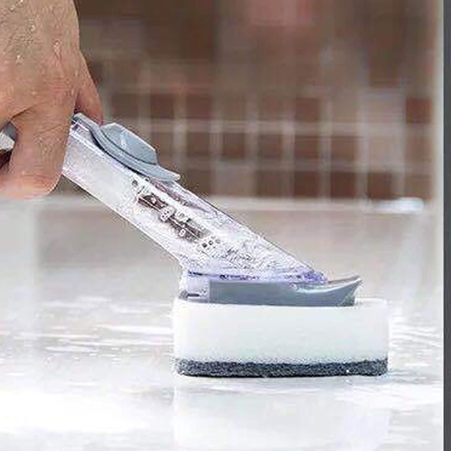 Kitchen Dish Brush Long Handle Dishwashing Clean Brush Multifunctional Dish Scrubber Brush with Liquid Dispenser Pot Wash Wipe，for Dishes and Household Cleaning