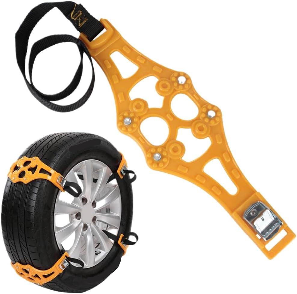 Tire Chains Double Buckle TPU Snow Snap Skid Wheel Chains Adjustable Car Anti-skid Compatible With Winter Roadway(1PC BLACK)