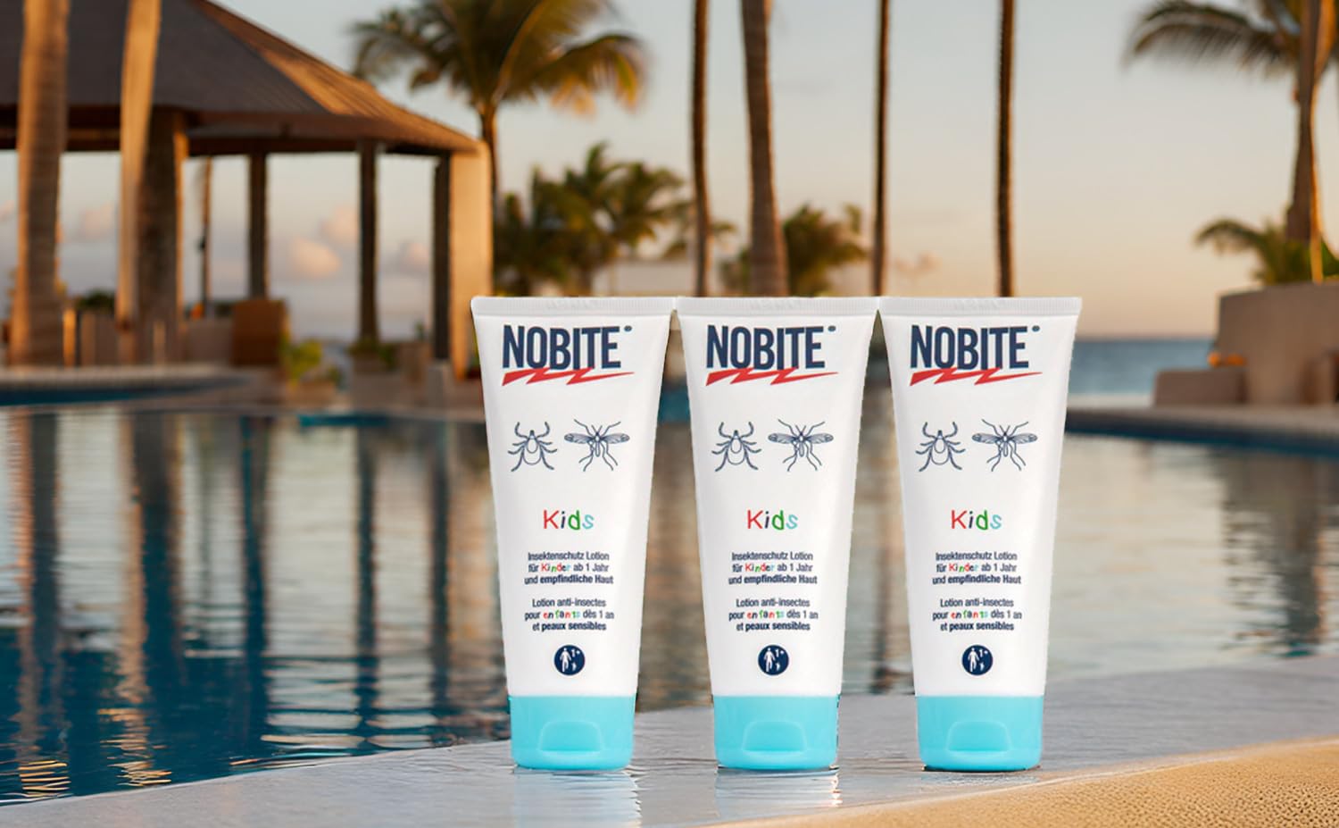 NOBITE Kids Insektenschutz Lotion 3x100ml mit Tasche – Mückenschutz Kinder