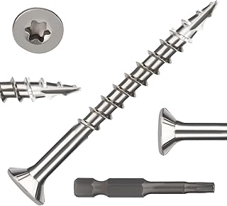 304 Stainless Steel Wood Screws, Flat Head T25 Torx Drive Deck Screws, #10x2 Inch for Wood, Decking and Fence, 1lb