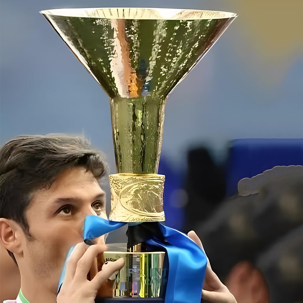 Italia Fußball Pokal Meister Trophäe Nachbildung der Meisterschafts Trophäen der Serie A aus Kunstharz Büro- und Heimdekoration Schaustück Ornamente Geschenke Souvenirs für Fans,44cm