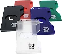 Vista 35 de 5 Pack - Red Hard Plastic Badge Holder Vertical - Side Load 2 Card Protector - Multiple Card ID Badge Holders - Heavy Duty Rigid/Hard Plastic by
