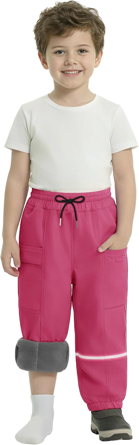 2T/3T/4T/5T Toddler Boys Snow Pants - Kids Girls Fleece Lined Waterproof Winter Warm Ski Rain Pants with Cargo Pockrts