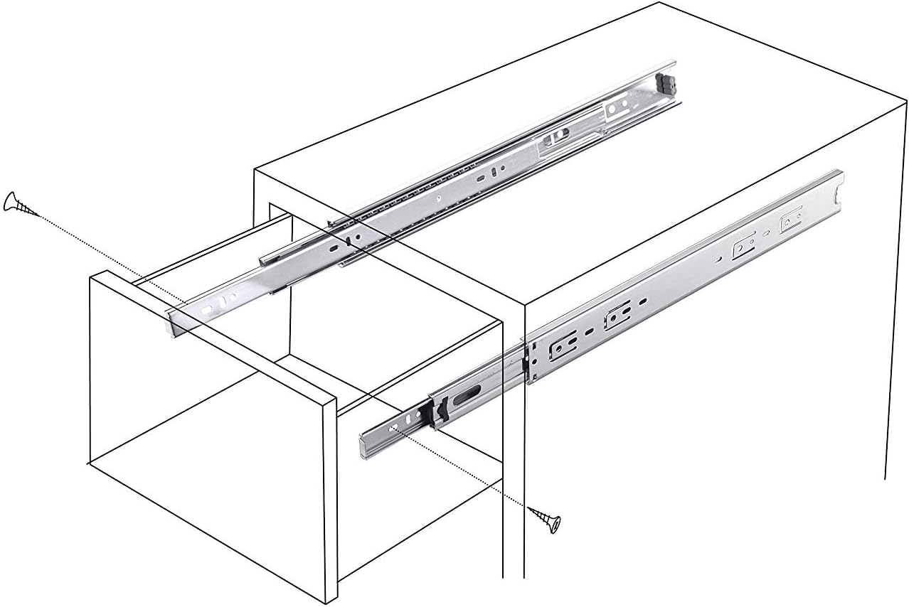 Full Extension Drawer Slides 18 Inch 1 Pairs Side Mount Metal Ball Bearing Drawer Slides Rails,10 12 14 16 18 20 22 Inch 100 LB Load Capacity Cabinet Wardrobe Slider Kitchen Glides image 3