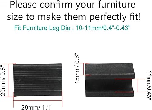Miniatura 2 de uxcell Pies de muebles de plástico en forma de rectángulo antideslizante patas de silla Punta 12pcs Negro