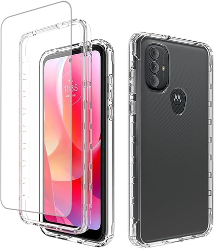 Miniatura 1 de Funda transparente compatible con Moto G Power 2022 con protector de pantalla de vidrio templado, bonito protector de cristal a prueba de golpes,