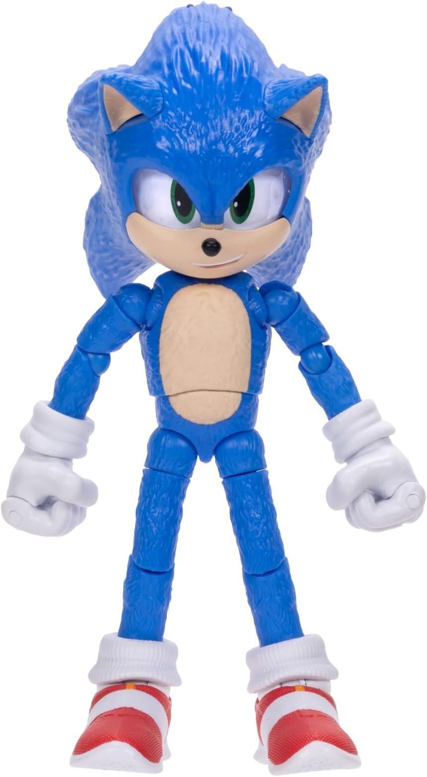 Sonic 3 Movie Sonic Collector Toy Figure by Jakks Pacific, Stands 5” / 13 cm Tall, Highly Articulated for Boys/Girls, Officially Licensed 3 Movie, Suggested for Ages 3+