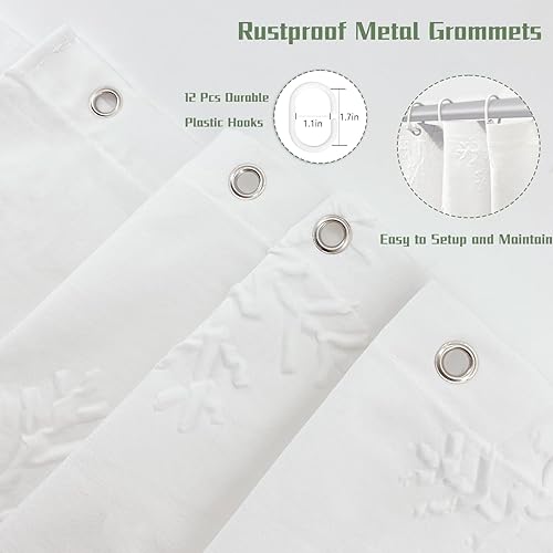 Miniatura 6 de Cortina de ducha de patrón 3D de copo de nieve de Navidad para decoración de baño, juego de cortina de ducha de tela blanca de Navidad, impermeable,