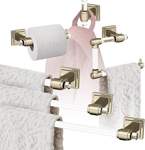 Amerock  ClearGolden Champagne  Glacio  6 piezas  Juego de accesorios de baño