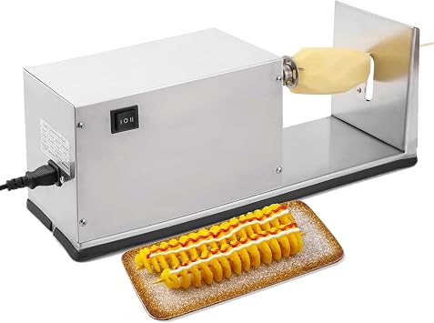 Electric Potato Tower Machine, Stainless Steel, Spiral Potato Slicer for Fruit, Potatoes, Tornado Chips, Cucumber or Carrots,for Home Commercial Use