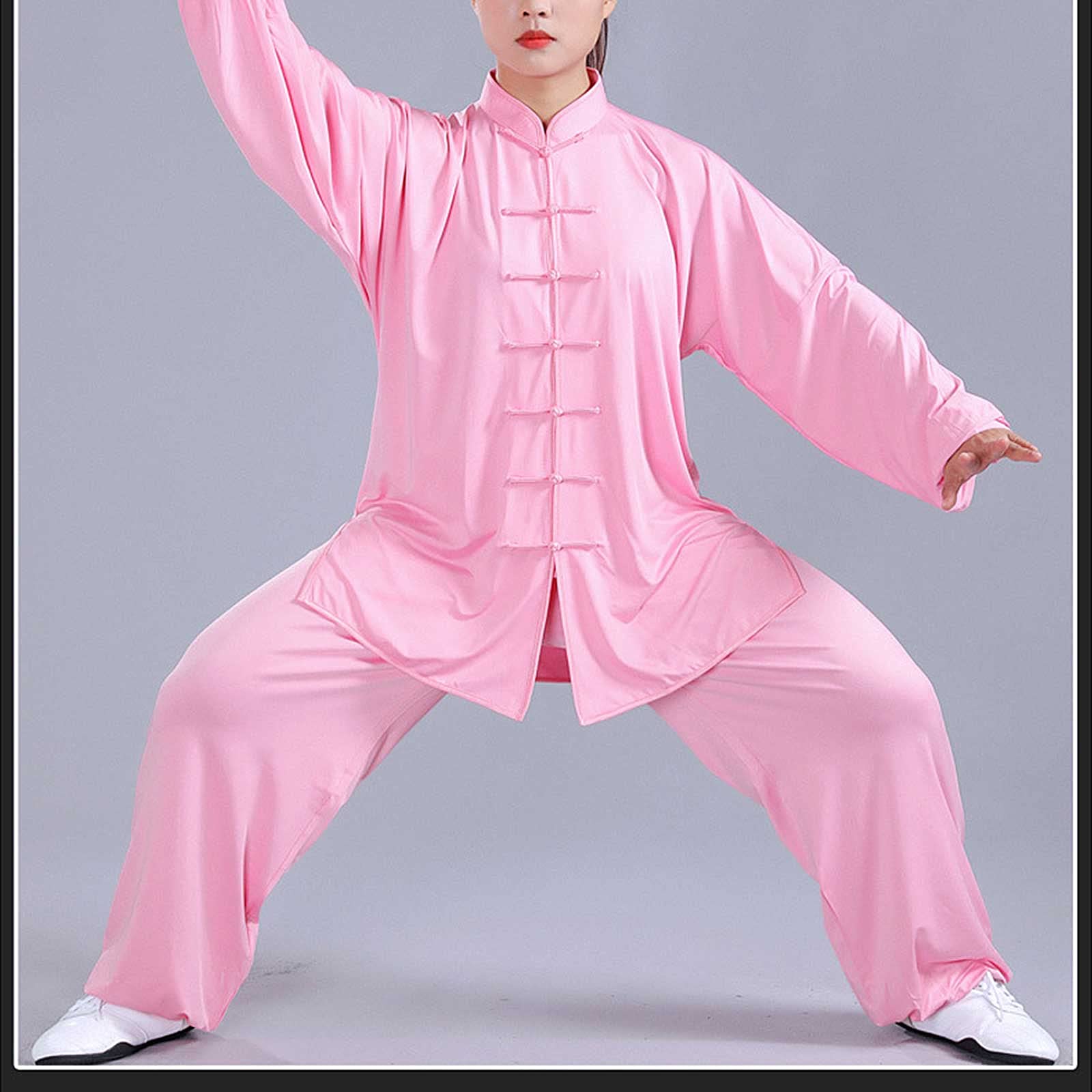 Unisex Tai Chi Uniformen Kung Fu odzież bawełniany jedwab Stretch Taichi garnitury tradycyjna odzież Tai Chi do ćwiczeń Tai Chi, różowy, XS
