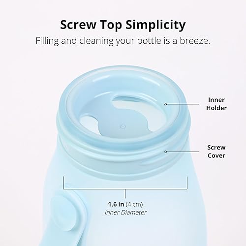 Miniatura 5 de BLUE GINKGO Botella de agua plegable  Botellas de agua plegables ligeras para viajes, senderismo, campamento, botella de silicona imprescindible