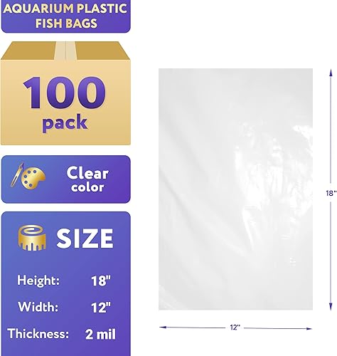 Miniatura 2 de APQ - Bolsas de plástico transparente para peces de 12 x 18 pulgadas, paquete de 100 bolsas de pescado grandes para el transporte, bolsas de