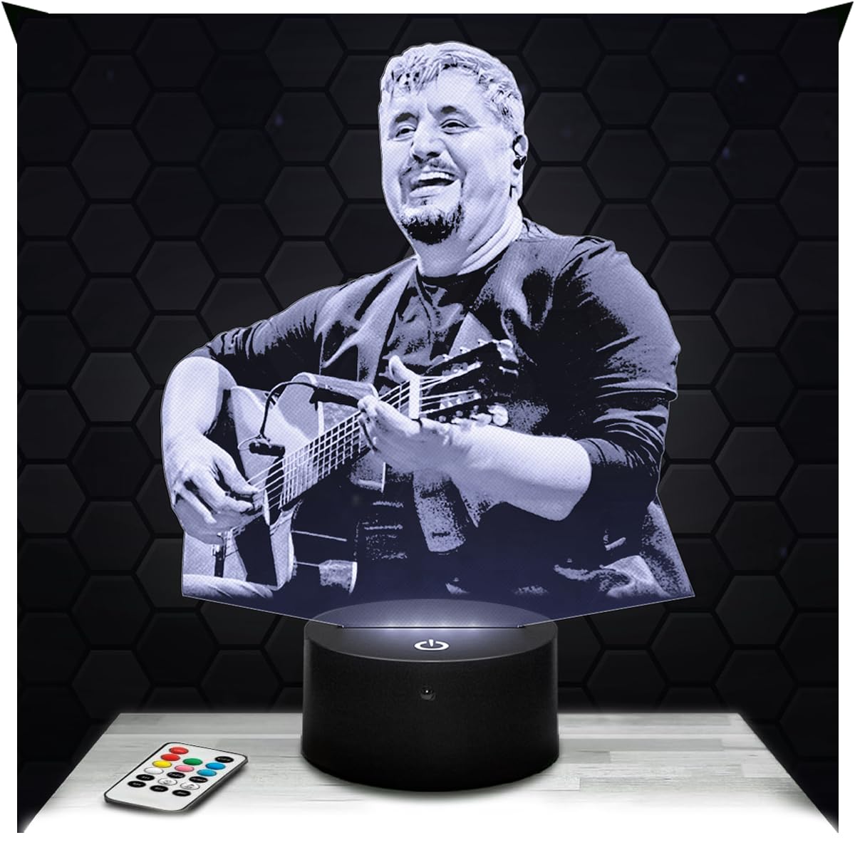 Lampephoto.fr - 3D Lamp Pino Daniele Italian Singer Guitarist, Touch LED Night Light, 3D Hologram Effect, Christmas Birthday Gift Idea for Men Women, Bedroom Decoration Object