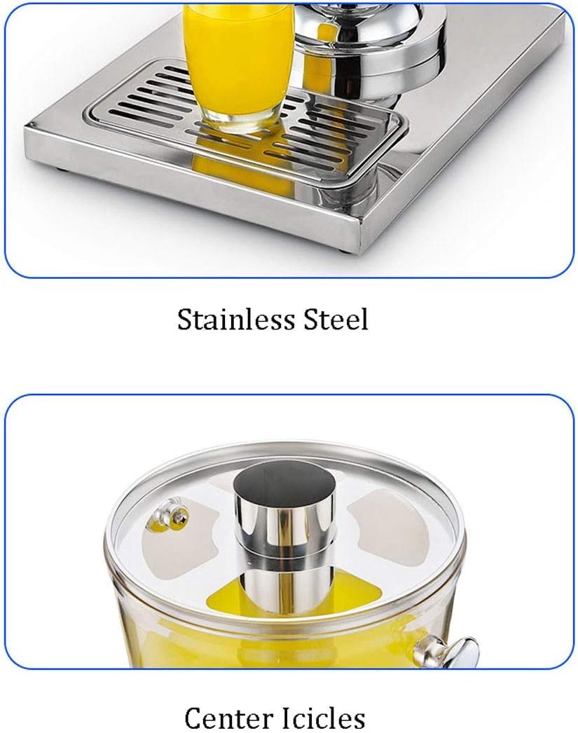 Distributeur de boissons avec robinet en acier inoxydable et noyau de glace, grande capacité de 5 litres pour fête, buffet, bar de petit-déjeuner, pique-nique, boissons en libre-service