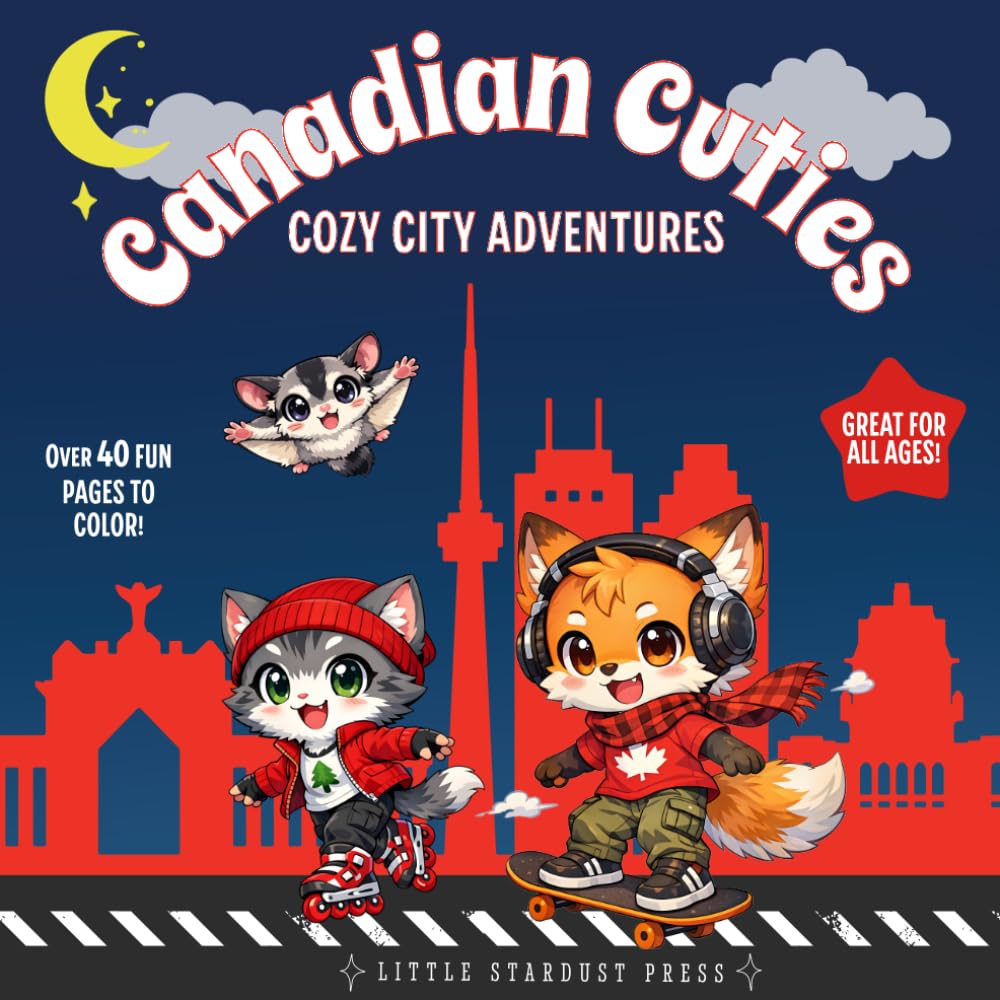 Canadian Cuties - Cozy City Adventures: A Kawaii Animal Coloring Book Filled with Cozy Canadian Streets, Parks, Cafés, and City Adventures! (The Cuties Collection)