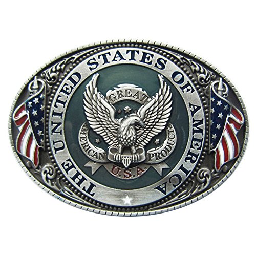 Vintage Style Enamel Great US Flag Eagle Western Belt Buckle also Stock in US