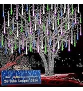 Kwaiffeo Christmas Tree Lights, 24 Tubes(Equivalent to 3 Sets of 8-Tubes) LED Meteor Shower Light...