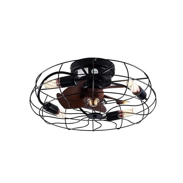 Buy Caged Low Profile Ceiling Fan with Light, 3 Speeds Adjustable