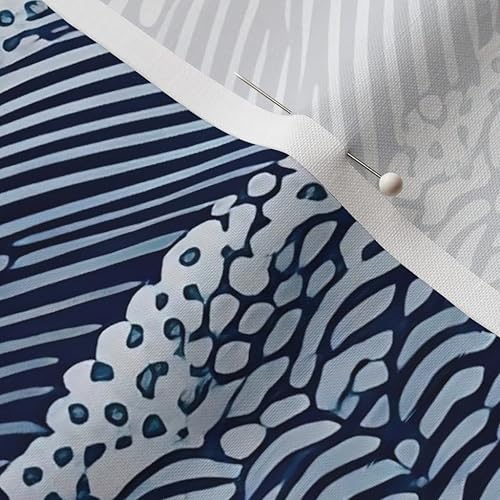 Miniatura 7 de Spoonflower Tela  Índigo Ondas Moderno Japonés Abstracto Art Deco Azul Marino Contemporáneo Impreso en Tela de Algodón Pétalo por The Yard  Costura
