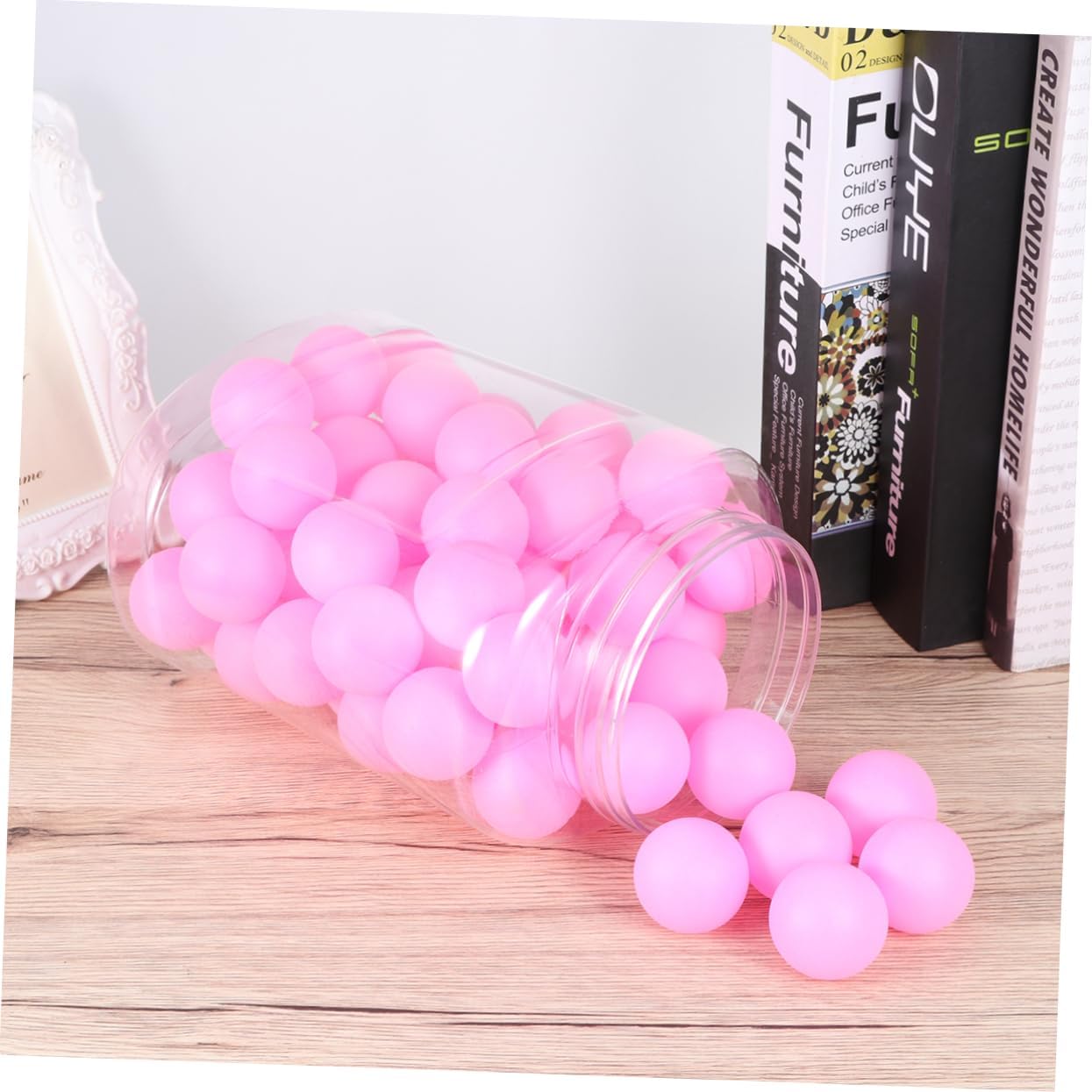 Pink 40mm Seamless Table Tennis Balls 60Pcs PP for Beginner Practice | Shape, Lightweight and Easy to Carry, Well Balanced, Smooth Seams for Daily Training and Home Sports