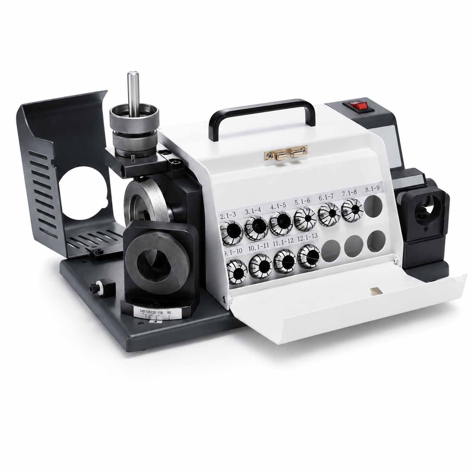 Affilatrice per Punte da Trapano, Affilatrice Portatile, Riaffilatura Rapida in 10 Secondi, Angolo Regolabile, Mola CBN, Fino A 30 Mandrini per Punte Hss, z13b 3‑13mm 2‑Wheels
