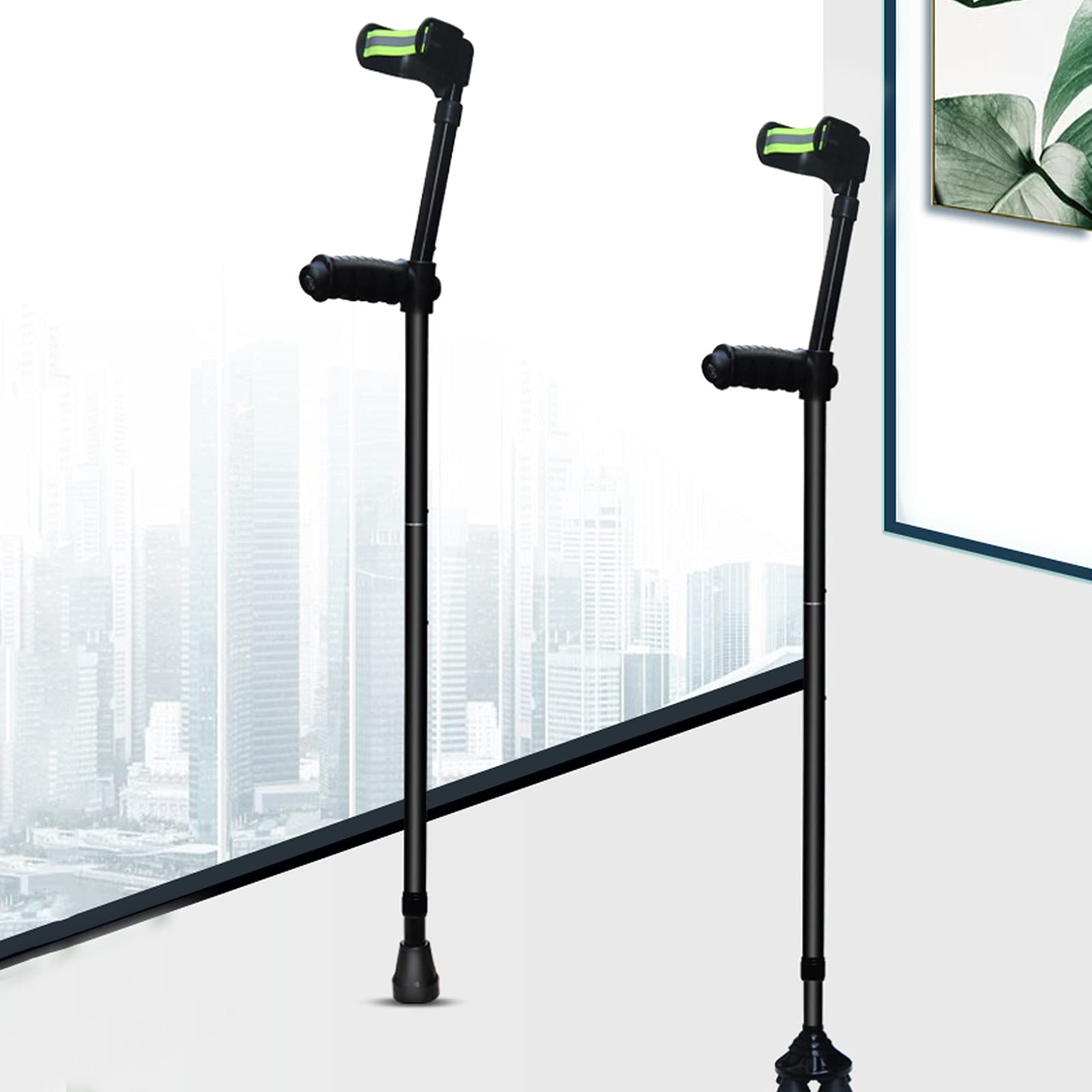 Stampella per avambraccio per adulti, stampella pieghevole con polsino aperto con luci a LED Stampella in alluminio leggera regolabile per adulti e bambini con altezza 150-196 cm