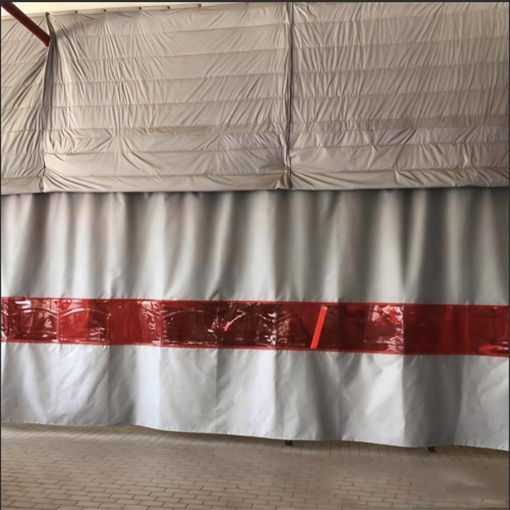 Schwer entflammbarer Schweißvorhang-Trennwand mit Sichtfenster, feuerfeste Schweißschutzmatte für Werkstatt und industriellen Einsatz (Grau 0,5 mm, 2,7 x 9 x 3 m)