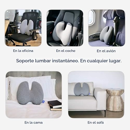Vista 5 de C CUSHION LAB Almohada Lumbar Extra Densa - Respaldo Firme Ergonómico Patentado de Múltiples Regiones para Alivio del Dolor Lumbar - Cojín de Apoyo