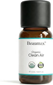 Clean Air Synergy Organic Oil - Beaumax USDA Certified 100% Pure Therapeutic Grade Undiluted Aroma Oil 10ml 0.34 fl oz