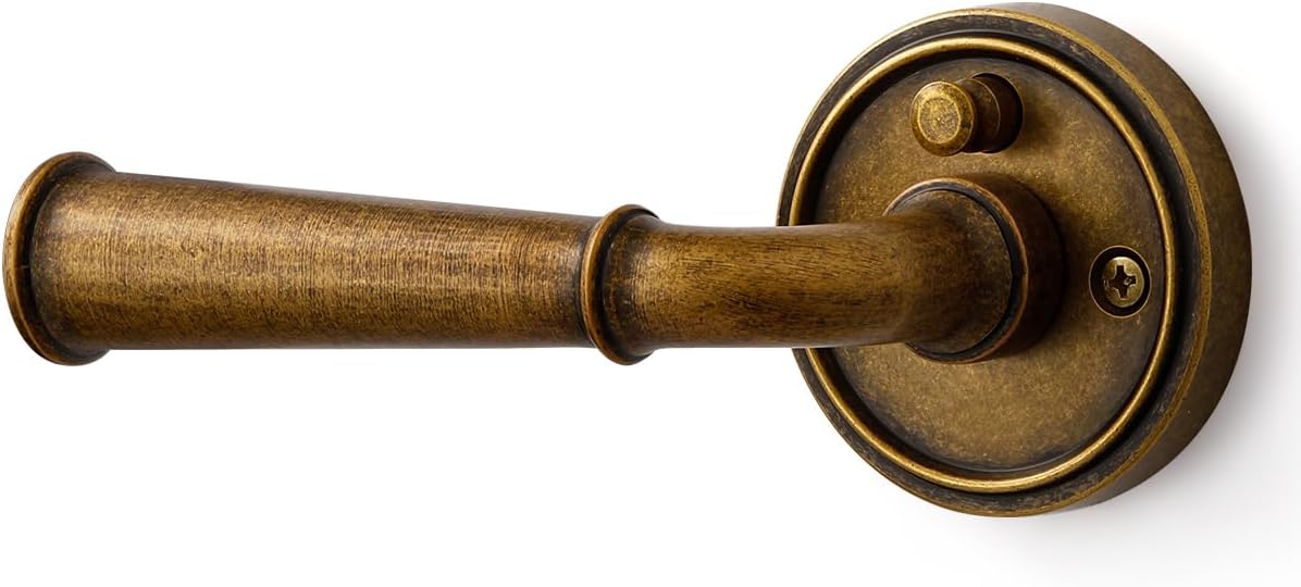 Door Handle Antique Brass Retro Privacy Vintage Door Lever, 1 Pack | Interior Bedroom Bathroom Room DoorHandle, Aluminium Alloy Handle Lever