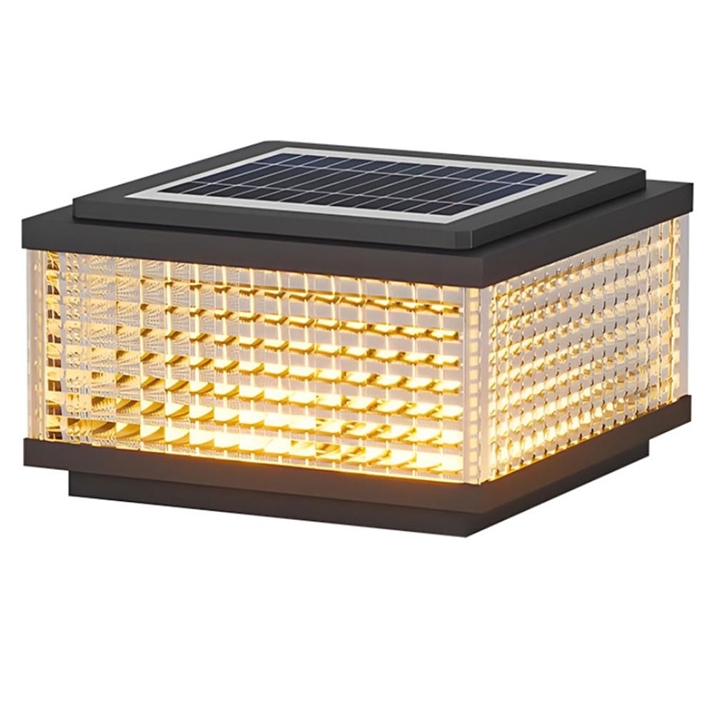 Lampes Solaires Piliers D'extérieur Lampe sur Poteau Moderne en Verre Lampe Colonne Antirouille avec Éclairage Réglable (Chaud/Froid) Lampe Pilier Solaire À Allumage/Extinction Automatique