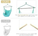 Gold Armour Chaise de hamac Pendulation Rope Swing Max 500lbs, 2 Coussins de siège inclus, Chaise suspendue avec Pocket-Quality Cotton Weave pour le confort supérieur & Durabilité (bleu)