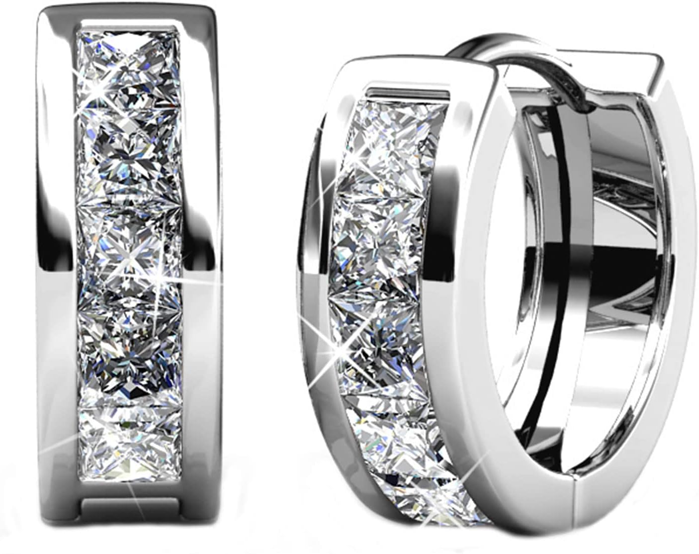 Hoop Loop Earrings for Women18K White Gold with Sparkling Element Crystal with Jewellery Box for Women Wife Mother Daughter