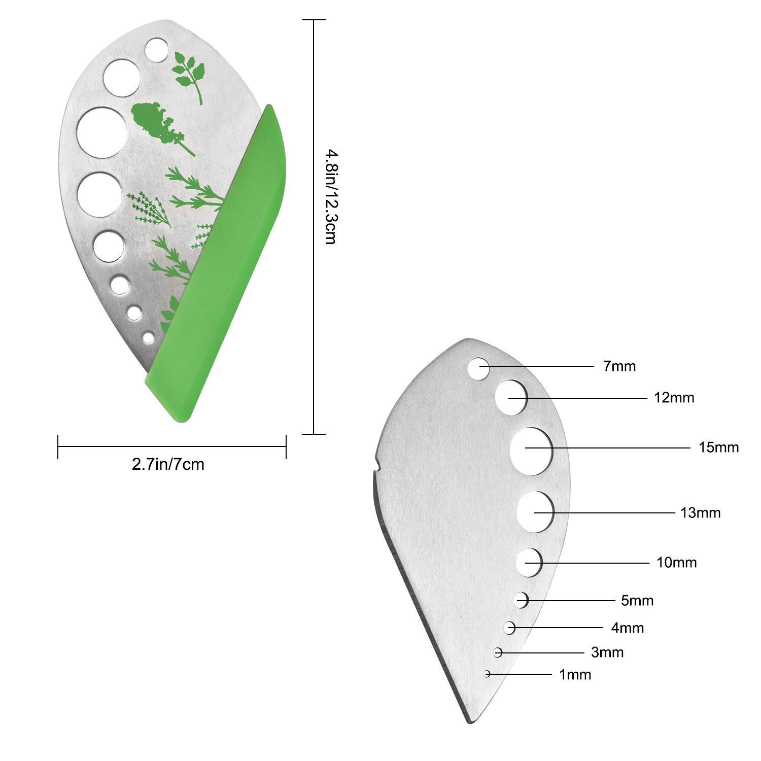 Herb Stripper Tool, 9 Holes Stainless Steel kale Leaf Stripping Zip Tools, Curved Edge Can be Used as a Kitchen Gadgets
