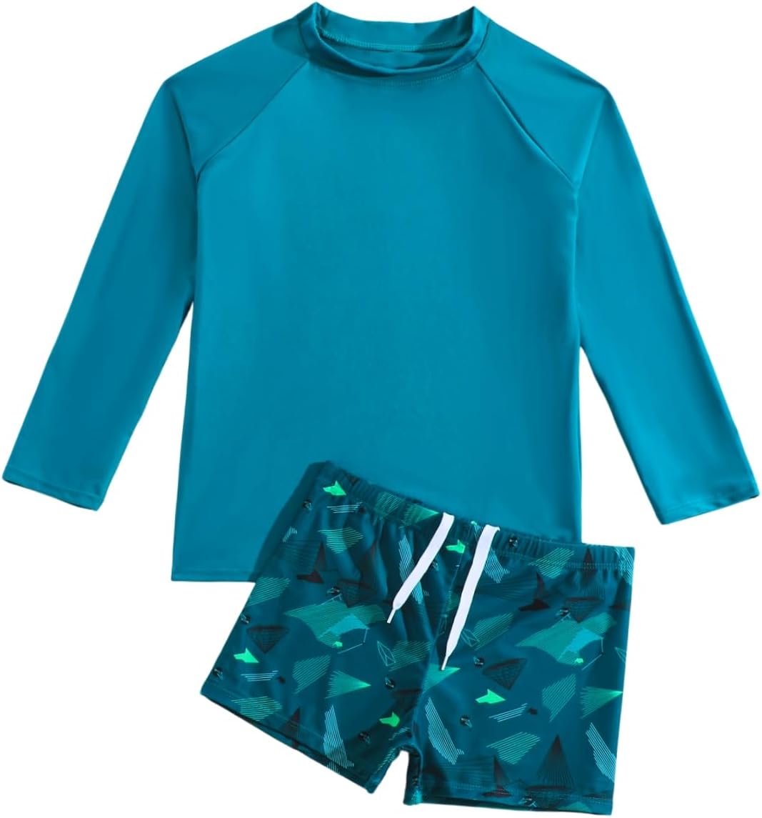 Sunga Box Juvenil Verão Menino Mais Camisa De Proteção Solar Uv50+