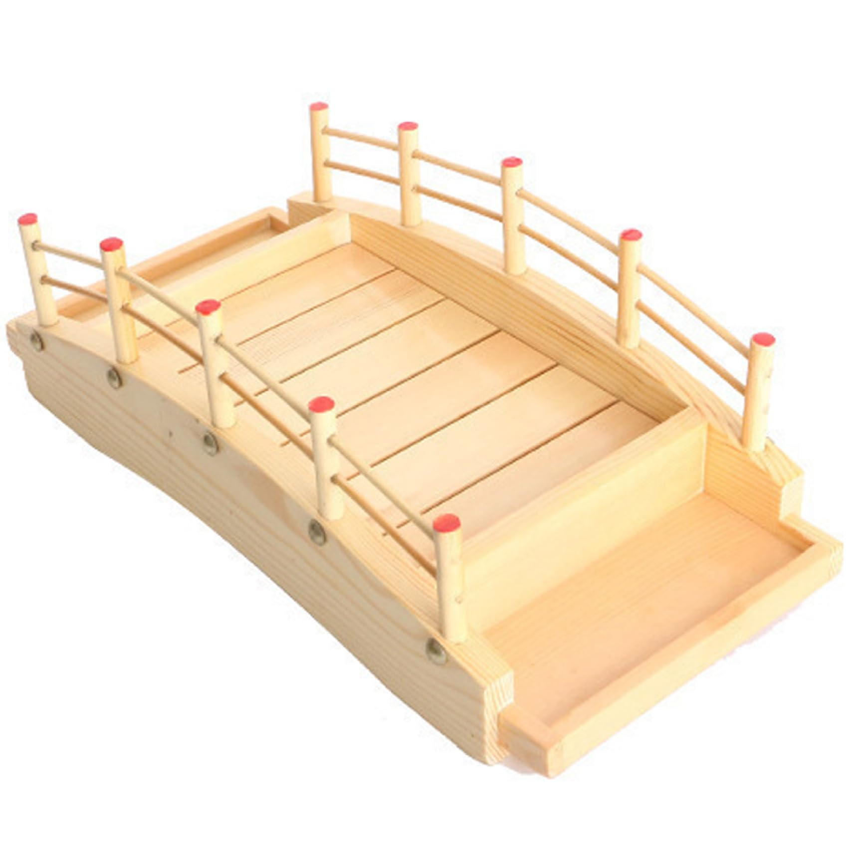 Licsaliwe Beige Sushi Boat Serving Tray, Wooden Bridge Platter For Party, Restaurant, Home/ 15X7 Inch