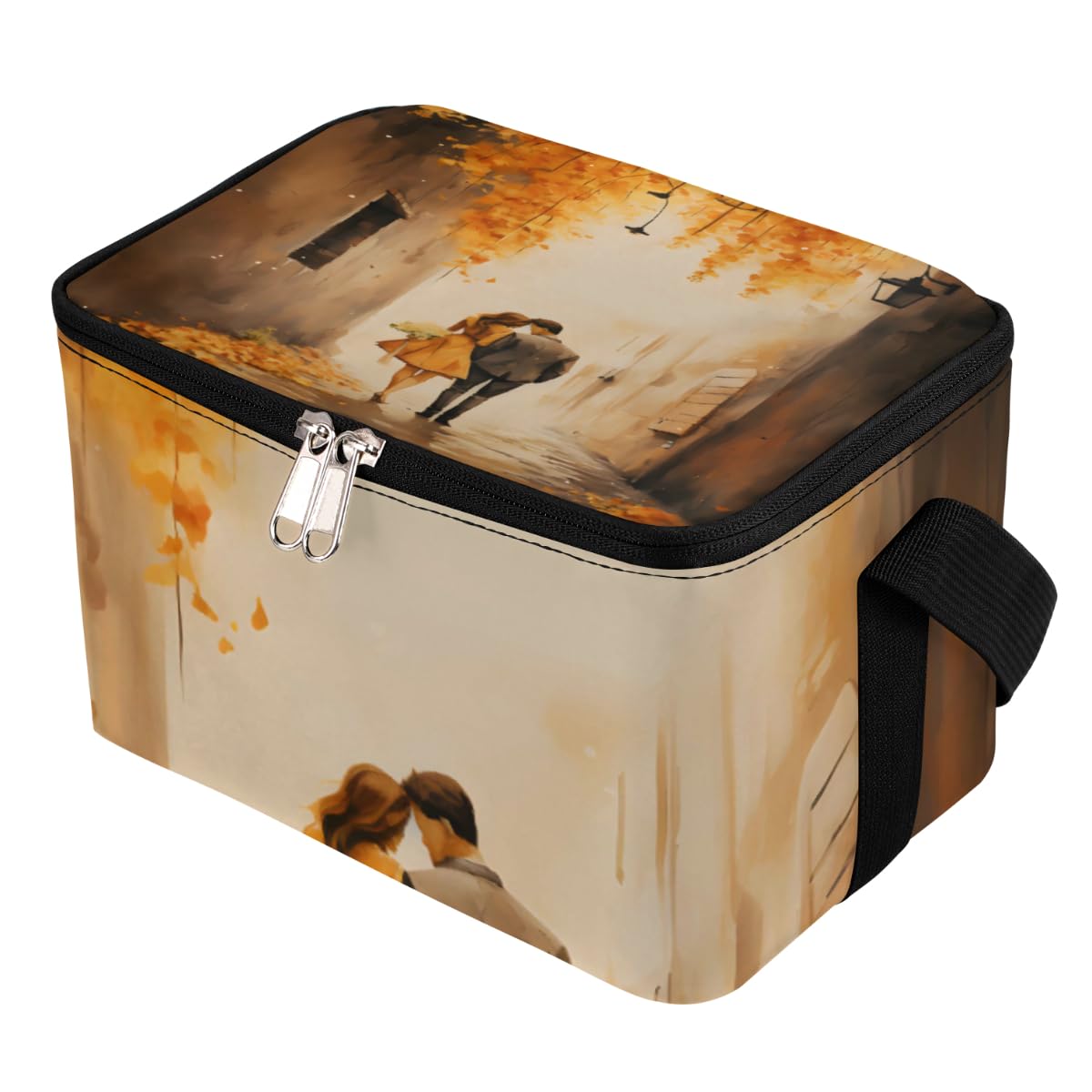 GzLeyigou Lunch Bags for Women Men 9 Cans,Lovers Dating Hot & Cold Food Delivery Bag Insulated Grocery Bag Insulated Lunch Box Fall Landscape Cooler Bag for Office Work Picnic Beach