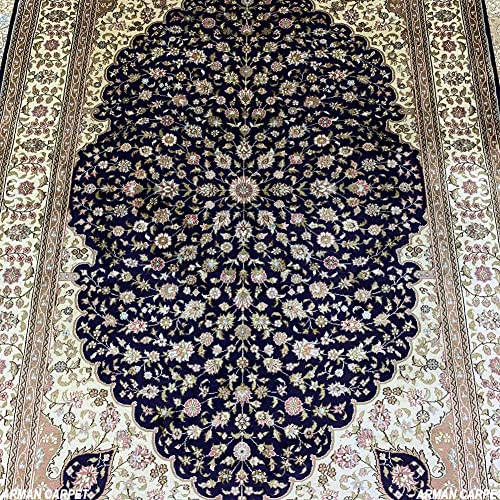 Image of High Density Export Quality Classical Pure Silk Carpet for Your Hall & Living Room 5 X 7 Feet (90x150 cm) Ivory Multi