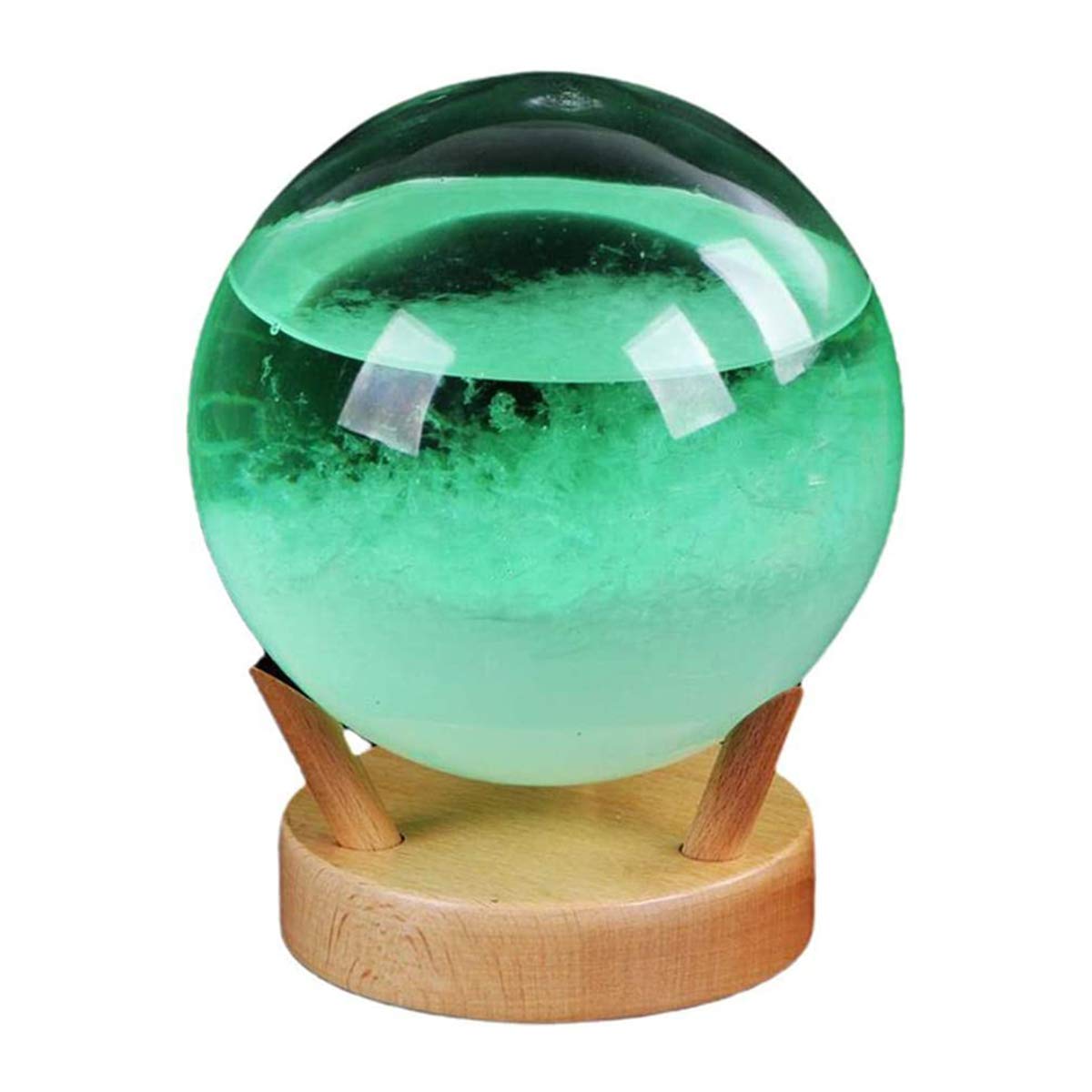 Glas Wetterstation Kreative sphärische Wettervorhersage Flaschenbarometer Büro Wettervorhersage mit Holzsockel Home Office Dekoration Geschenk für die Familie, Weiß/417 (Co