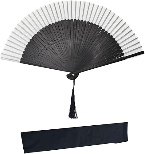 Miniatura 7 de JYSILIYH Ventilador de mano plegable para mujer, plegable, chino, japonés, vintage, de mano de seda de bambú, ventilador plegable para sofocos,