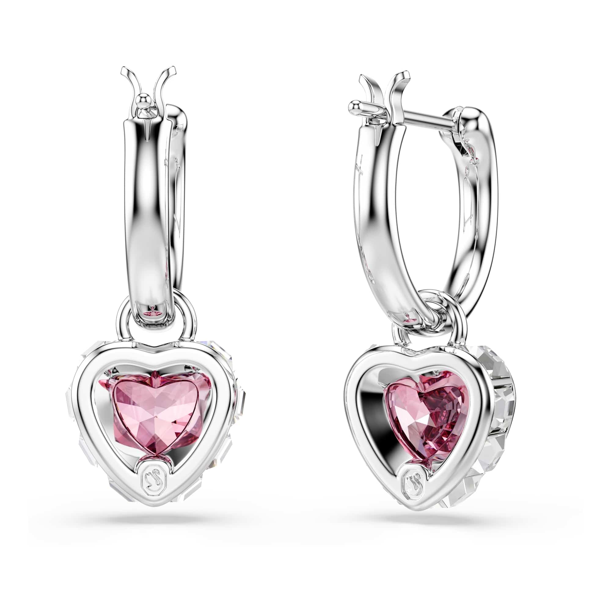 Swarovski Chroma Ohrhänger, Herz, Rosa, Rhodiniert