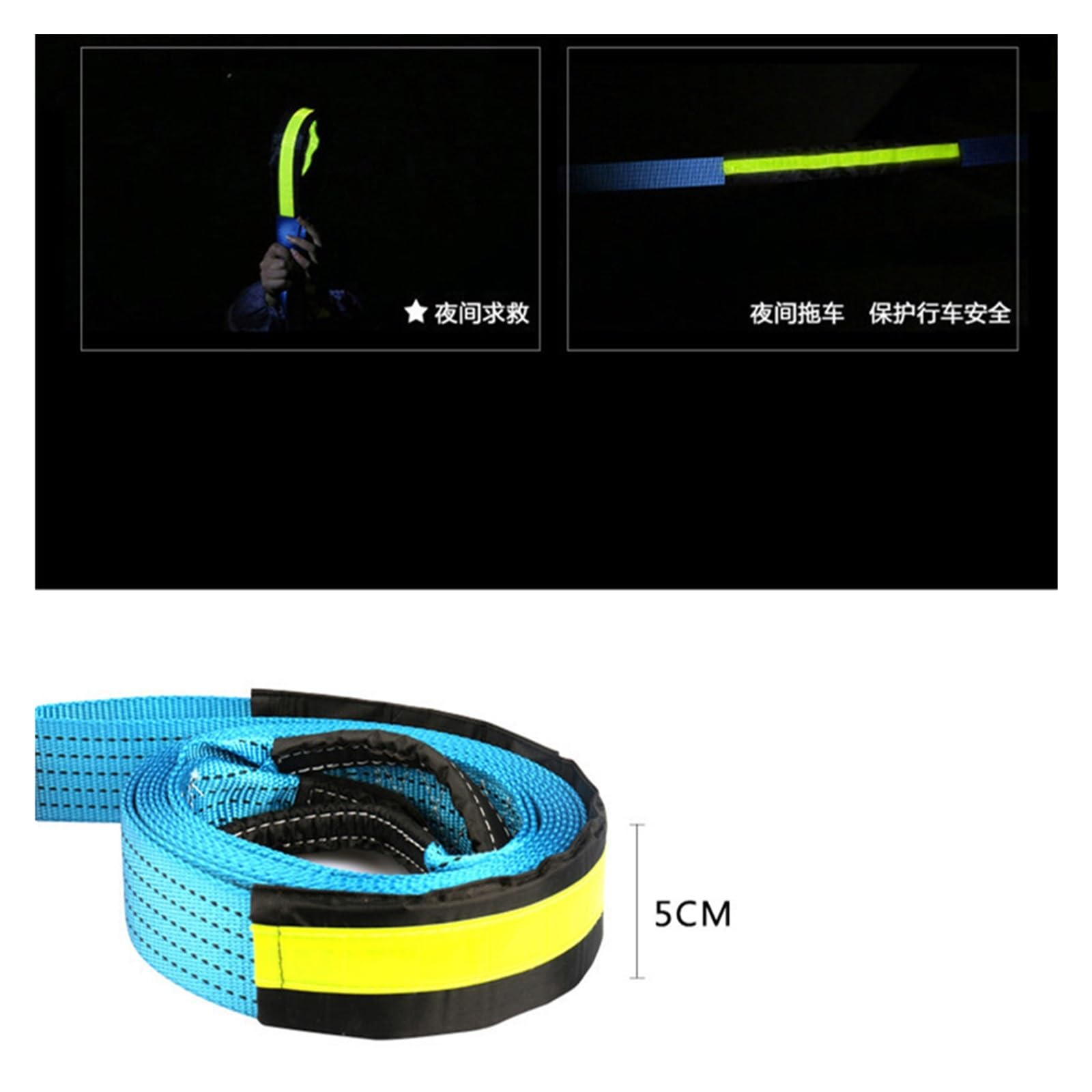 Cuerda del cabrestante, Cable de Remolque 3/4/5M y 8 toneladas, Correa for Coche, Cuerda con Ganchos, Nailon Alta Resistencia for Emergencia Resistente(4m)