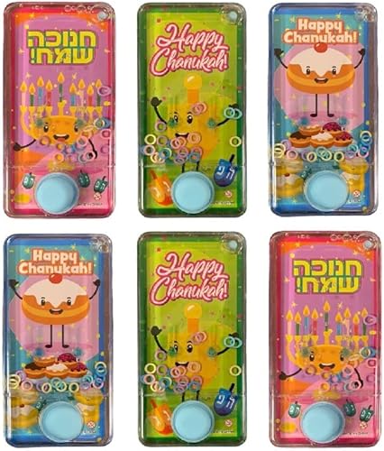 Paquete de 6 juegos de agua Happy Chanukah Hanukkah Menorah Dreidel y Donut juegos de anillo de agua de mano para niños y niñas 2 de cada estilo Paquete de 6 juegos de agua Happy Chanukah Hanukkah Menorah Dreidel y Donut juegos de anillo de agua de mano para niños y niñas 2 de cada estilo