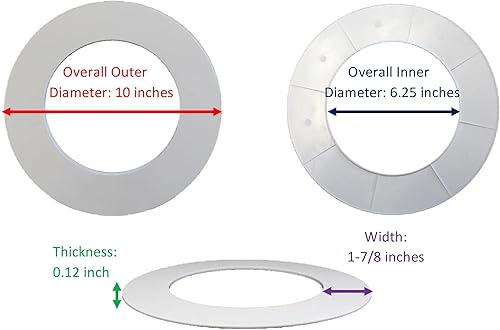 Miniatura 3 de Anillos de plástico de 10 pulgadas, anillo de luz empotrado para luces de lata, accesorio de iluminación multicolor en blanco o negro (blanco, 1