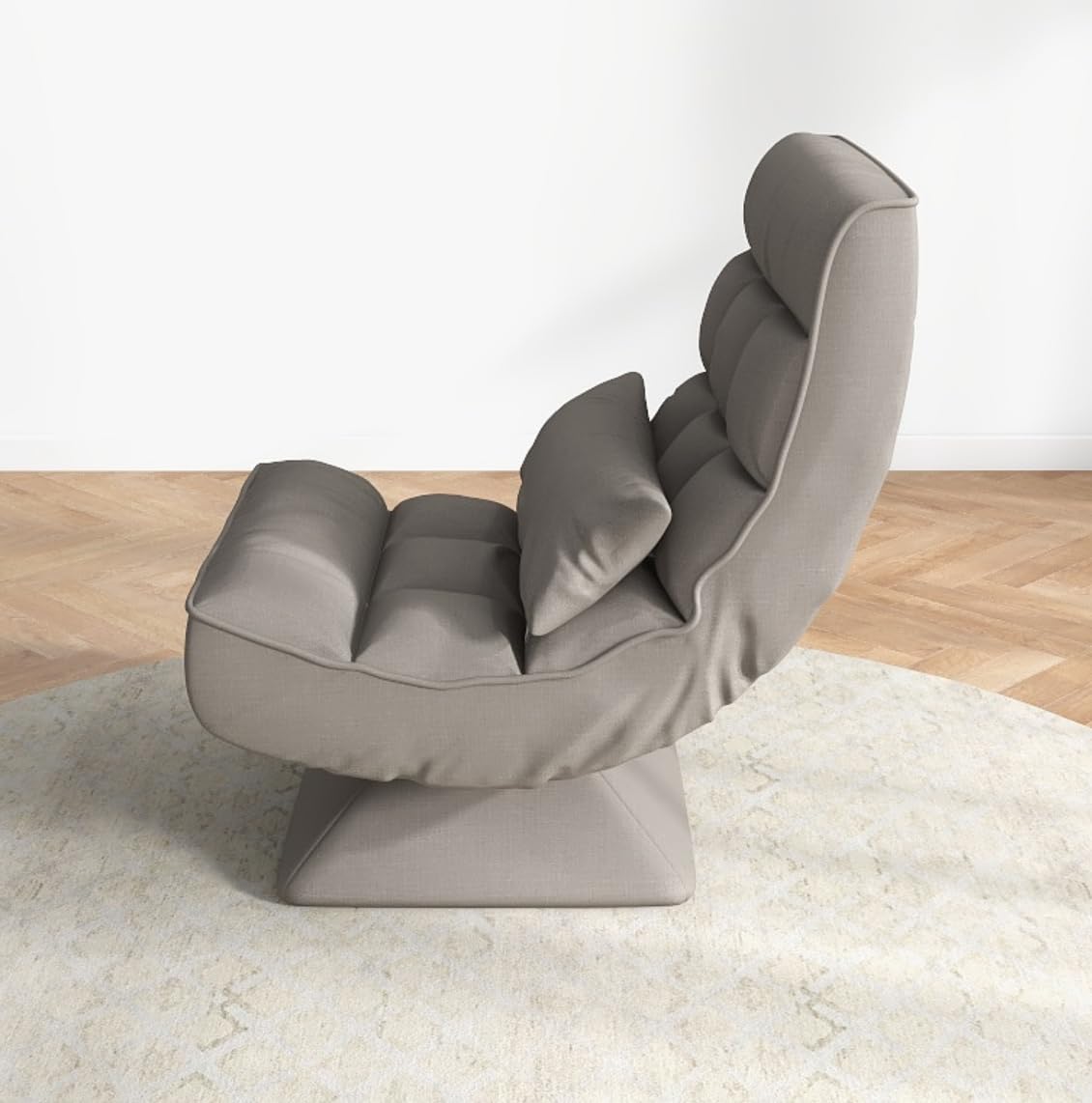 RELAX4LIFE Chaise de Sol Pliable Réglable en 5 Positions, Fauteuil au Sol à 360° et Cadre en Fer Robuste,Chaise de Meditation pour Lire, Reposer (Gris | Style 2)