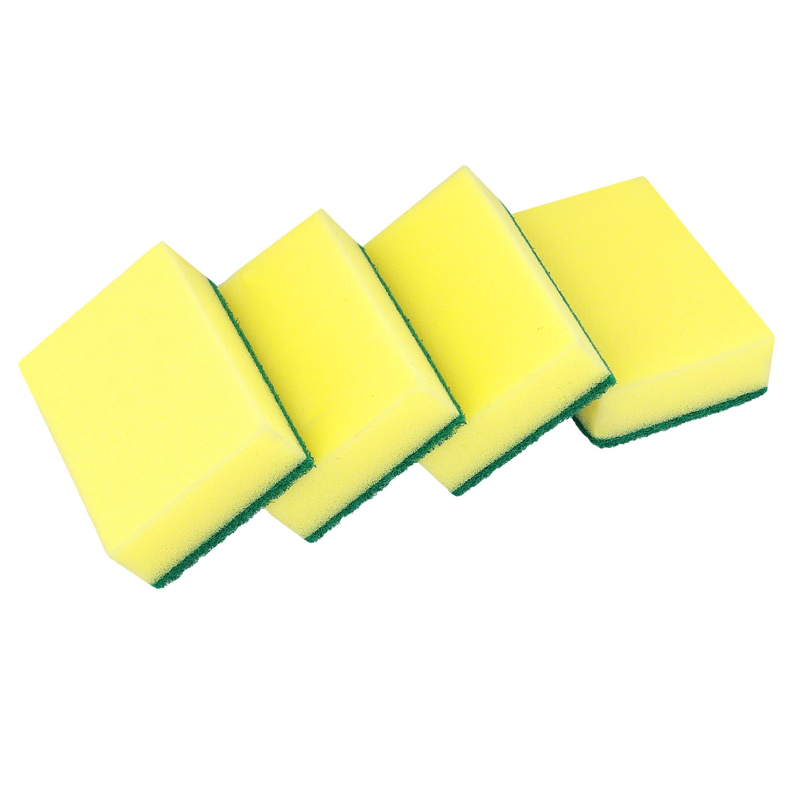 40 Spugne Cucina a Due Lati, 10 x 7 x 3 cm, Verde e Giallo, Spugnette Piatti e Pulizia Casa, Morbide e Abrasive