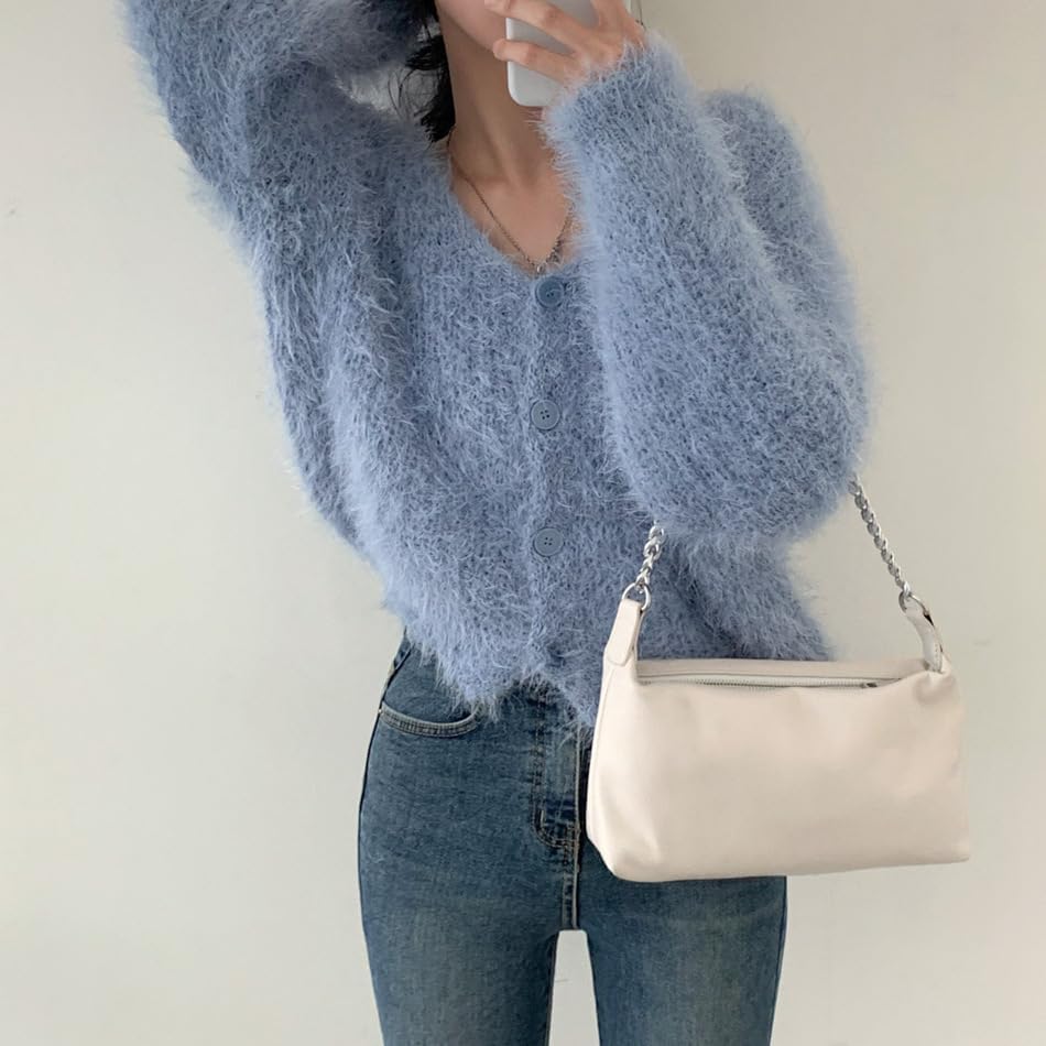 Mohair Cardigan for Women - Fuzzy Open Front Oversized Faux Fur Coquette Sweater - Image 8