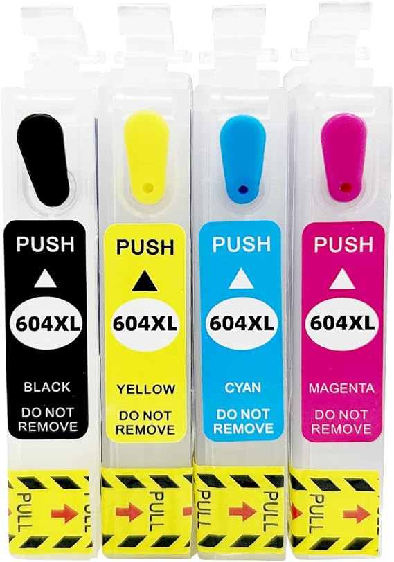 Empty 604XL Refillable Ink Cartridges, 1 Set | Compatible with XP-2200 XP-2205 XP-3200 XP-3205 XP-4200 XP-4205 WF-2935 WF-2930 WF-2910 WF-2950 Printer